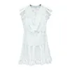 SS Robe de printemps Pure Désir Womens French Rouffled V Neck Neck Daisy Croched Hollow