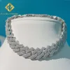 Gotowy do wysyłki Diamond 13 mm 2 rzędy Stone VVS Moissanite 925 Cuban Link Chain