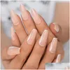 False Nails Medium Long Press On Nude Coffin Shape French Nail Tips With Glitter Decorative Shiny Gel Manicure Tip 24 Nov Drop Delive Otlzj