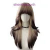 Wig Womens Long Hair Full Headset Style Large Wave Siamese Cat Gradient Curly Air Bang Imitation Human