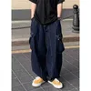 Mäns jeans baggy last jeans med stora fickor byxor män denim byxor breda ben byxor kvinnor lösa casual gata kläder hip-hop hajuku 2023l2404