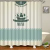 Shower Curtains Nautical Shower Curtain Steamship Hooks Fishing Lure Rods Fisherman Bathroom Decoration Waterproof Polyester Cloth Curtains Set