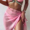 Swimons de maillots de bain pour femmes en mousseline de maillot de bain en mousseline de maillot de bain enveloppe Pareo Scarpe Bikini Cover-up Wrap Beach Sexy Jirts See-Through Scarf Cover Up Robe D240424