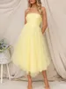 Casual Dresses Women Strapless Tulle Dress Solid Color Summer Backless Party For Cocktail Beach Streetwear Aesthetic Clothes