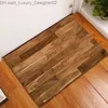 Carpet Vintage wooden bathroom mat old brown striped texture geometric pattern non slip carpet flannel floor decoration kitchen entrance Q240426