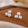 Stud Earrings Uglyless Triangle Pearls Studs For Women Natural MINI Real 925 Silver Brincos Gold Geometric Jewelry