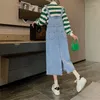 Vestidos casuais solto mulheres suspensas jeans branqueado estilo japonês do antigo hipster estudantes preppy sweet sweet harajuku vestido