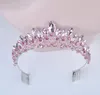 Nuova Fashion Baroca Luxury Pink Crystal Crystal Bridal Crown Tiaras Women Diadem Tiaras per Accessori per capelli da sposa per ragazze Y2008071365430