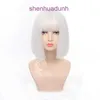 New style wig female short straight hair natural net red JK pure white Bobble full head set