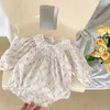 Rompers 2023 Spring Baby Bodysuits Toddler Girls One Piece Rosa Stampa abiti per neonati Abbigliamento per bambini H240426