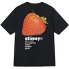 High Quality T Shirt Strawberry Print Short Sleeve Loose Fashion Cotton T-shirt Oversized Round Neck Men Tee Fitness Sports Top 240416