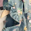 Kledingsets 2024 Summer Girls Floral Printing Denim Pakken Baby Girl Fashion Mouwess Top Shirts+Shorts Tweedelige kledingsets