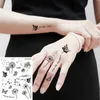 Transfert de tatouage 6/9 PCS Black Flower Tattoo Autocollants imperméables Tatouages ​​temporaires Tatouages ​​Femmes Faux Tatoo Art du corps