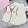 Letter Embroidery Vest Pleated Skirts Fashion Sets For Women Design Luxury Crop Jacket Dress Two Piece