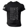 T-shirts masculins 2024 Tops de mode pour hommes du drapeau de la journée d'indépendance des hommes Impression de Spring / Summer Sports USA 4 de juillet