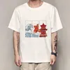 Męskie koszulki pagoda fala estetyka japońska strtwear t shirt men hip hop zabawna koszulka Summer Short Slve Tshirt harajuku bawełna ts nowy t240425