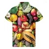 Men's Casual Shirts Creative Vegetable Pattern Shirt Men Clothes 3D Print Hawaiian Summer Button Short Sleeve Tops Loose Lapel Aloha Blouse