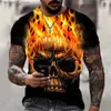 Men's T-Shirts Cool Skull Print T-shirt Mens Trend 3D Pattern Short Sleeve Personalized Horror Style Street Apparel Large Round Neck Top Q240426