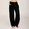 Women's Pants Large Size Spring Summer Casual Versatile Cotton Linen Trousers Loose Straight Wide Leg Yoga With Pockets