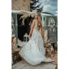 Dresses Bohemian Bridal Chiffon Lace Crochet Wedding A-Line Gowns Sleeveless Backless Summer Beach Country Style Robe De Mariage Nude Lining Ivory Color