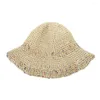 Berets Strandhüte Erwachsene weibliche Sonnenschutzmütze Einfache Frauen Stroh Sommersonne für Dame Folding Bow Travel Caps Femal E0v4