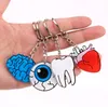 Nieuw orgel hart Keychain Brain Eyes Tooth Key Chain Vrouwen en mannen schattige anime cartoon Kids Key Ring Cadeau Porte Clef6449916