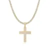 Hip Hop Full 5A Zircon Cross Pendant avec une chaîne de tennis surnommée Gift bijoux