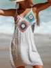 Frauen y2k Backless Mini Swim Coverup -Kleid aus Schnittanzug Deckaufnahme Sommerhäkeln Strand Cami