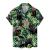 Mäns casual skjortor djur katt tvättbjörn hawaiian skjortor män 3d tryck dinosauri mönster skjorta knapp lapel korta ärmar mode aloha skjorta kläder 240424