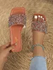 Chaussures décontractées Bohemian Vacation Style Slippers pour femmes pour les vêtements d'été 2024 Brown Diamond Sandals plage plate