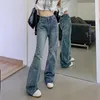 Dżinsy damskie Zoenova American Retro Girl szeroko nogi nostalgiczny kolor luźne niskoprzewodowe styl college
