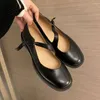 Casual Shoes Krazing Pot Genuine Leather Round Toe Low Heel British Preppy Style Young Lady Daily Wear Early Spring Classic Women Pumps