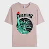 T-shirts masculins Statue de la liberté T-shirt imprimé T-shirt Mens décontracté Slet Hip Hop Streetwear surdimension