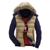 Wholesale- Fashion Mens Fur Hooded Down Parka Slim Fit Thick Warm Winter Jackets For Male Size M-XXXL Casual Puffer Coats With Hood Q2558/
