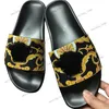 Zomer palazzo sandaal slippers luxe designer schoenen dames heren rubberen zool strand dia casual schoenen gouden stukje flat buiten schuifregelaars flip flop sandale loafer 35-46