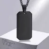 Странды Vnox Mens Dog Tag Ожерелье Геометрическое прямоугольное подвесье с кубинской цепью Черная серебряная из нержавеющая сталь.