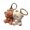 Nyckelringar par magnetiskt sug söt björn nyckelkedja hänge magnet nyckelring för alla hjärtans vänner gåva