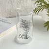 Wine Glasses 412ml Ink Painting Bamboo Cup Safety Material Thickened Glass Durable Home Party Juice Personalized Drinking Supplies