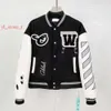 Varsitys top off designer jacka off vit jacka 2024 herrar jackor mens designer kränkning av windbreaker varsity vintage off vit lös lång baseball hip hop 6897