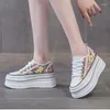 Casual Shoes Fujin 8cm Synthetic Air Mesh Platform Wedge Flats Bling Leather 2024 Comfy High Brand Summer Fashion Chunky Sneaker