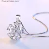 Pendanthalsband 925 Sterling Silver Jewelry AAA CZ Zirconia Plum Blossom Pendant Necklace Womens Gift 45cm Chain Halsband Kolye S-N148 Q240426