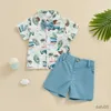 Kläduppsättningar småbarnskläder baby pojke shorts set haiian outfit spädbarn pojke kort hylsa skjorta topp shorts kostym sommaren barnkläder