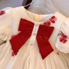 Robes de fille 2023 Été pour les enfants pour enfants robes princesses Puffle Arc Backless Boutique Vêtements Girls Robe d'anniversaire de fête