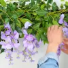 2PCS Wisteria Vine 7ft Artificial Flowers Silk Wisteria Garland Artificial Wisteria Vine Rattan Silk wiszący kwiat do wystroju 240425