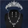 Jóias para cabelos de casamento Novo conjunto de noiva artesanal 2022 Collo de colar de ponta coreana Brincos de três peças 240102 Drop Hairjewelry Dhscw