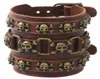 Gotisk punk vintage hiphop skalle rivet pärla armband brun pirat skelett charm brett läder armbälte armband tillbehör y3817684