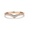 Cluster Rings 18K Gold V-shaped Diamond Ring Female Fashion Simple Jewelry