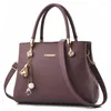 Totes Middle Aged Mom Bag 2024 Fashion Pendant Women's Handbag Large Capacity Solid Color Female Shoulder Crossbody Bags