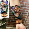 Tattoo Transfer 8 Blätter Flash Wolf Lion Tiger Temporäre Tattoos für Frauen Männer Erwachsene gefälschte Tattoo Aufkleber gefälschter Blumen Gangster Schädel Tatoos Kits 240426