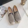 Casual Shoes 2024 Fashion Temperament Korean Crystal Pärled Flat Espadrille Espadrilles Ladies Glitter Women